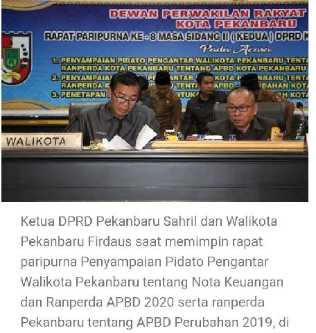 Gelar Paripurna Penyampaian Nota Keuangan APBD-P 2019 dan APBD 2020